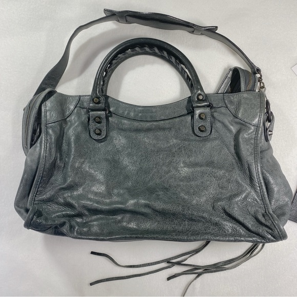 2009 Balenciaga The City Bag 115748 Anthracite 2Way Tote Lambskin - Picture 7 of 16